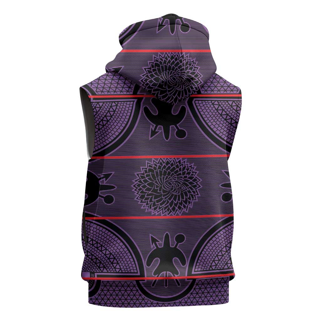 Lesotho Seanamarena Sleeveless Hoodie Basotho Traditional Blanket Style - Violet - Wonder Print Shop