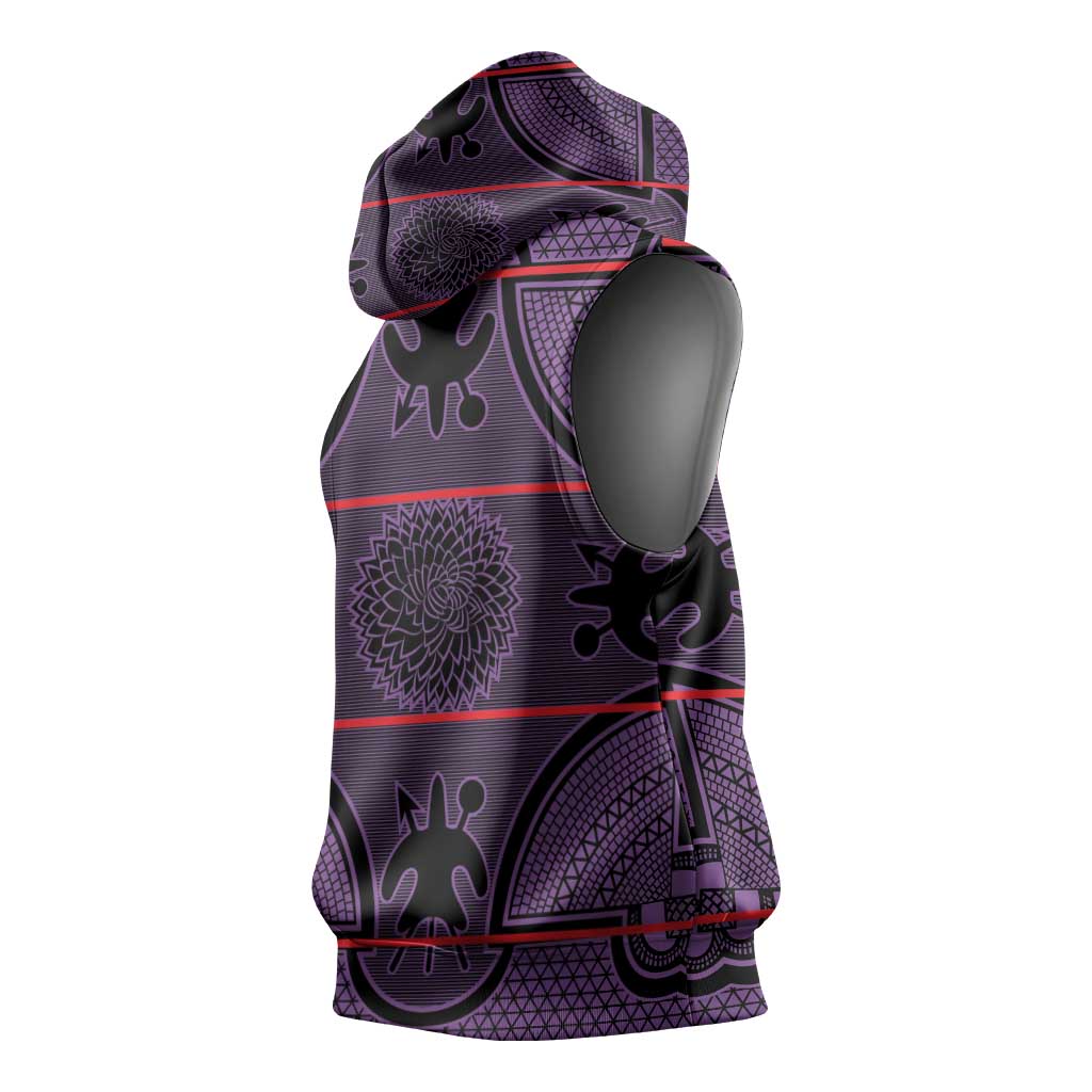 Lesotho Seanamarena Sleeveless Hoodie Basotho Traditional Blanket Style - Violet - Wonder Print Shop