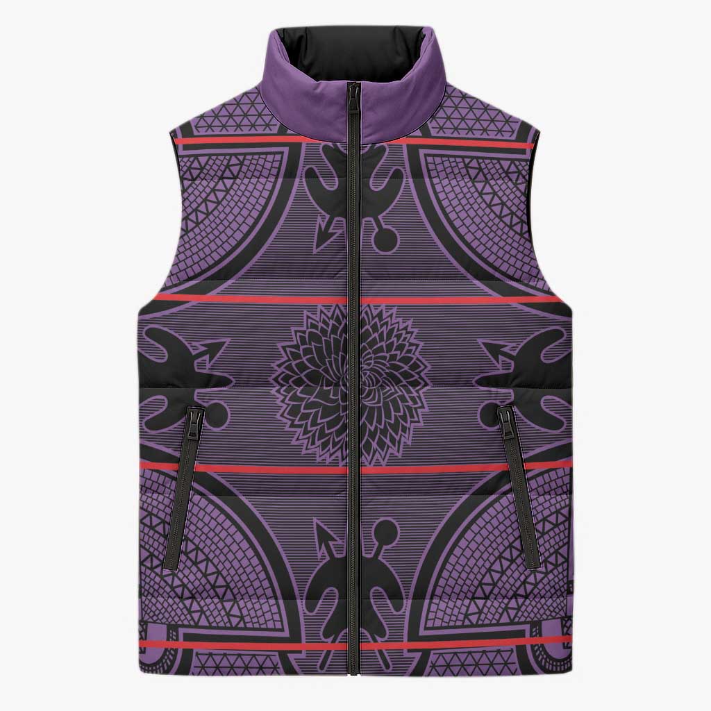 Lesotho Seanamarena Sleeveless Puffer Jacket Basotho Traditional Blanket Style - Violet - Wonder Print Shop