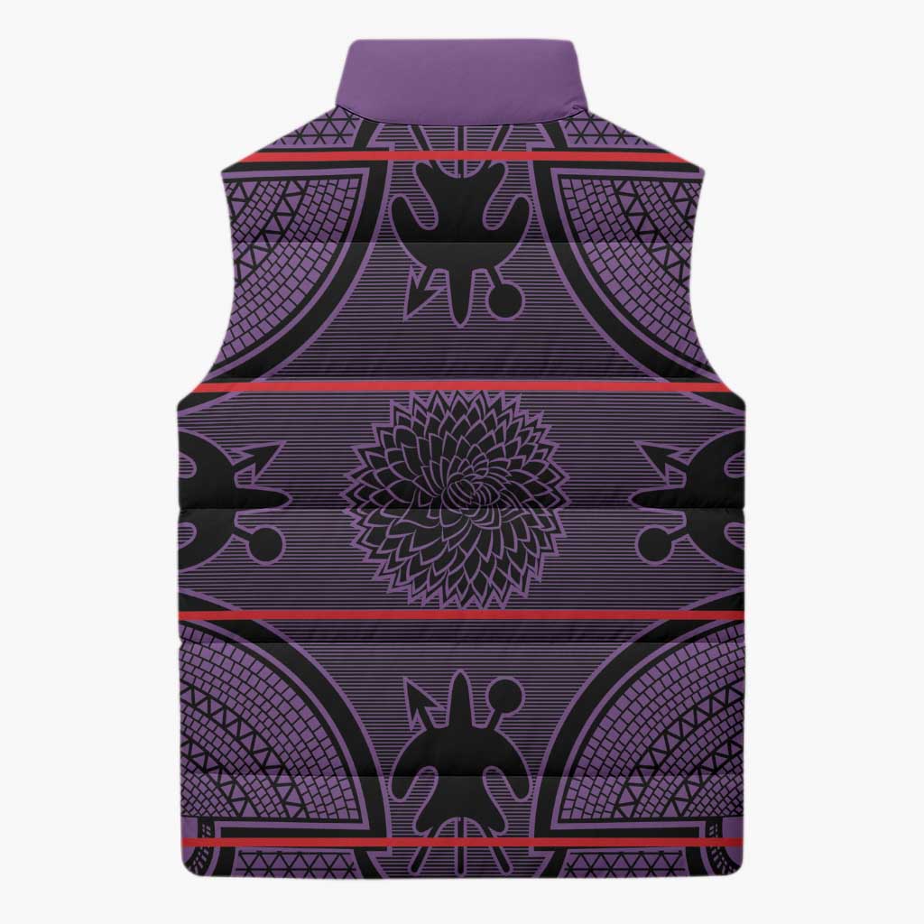 Lesotho Seanamarena Sleeveless Puffer Jacket Basotho Traditional Blanket Style - Violet - Wonder Print Shop
