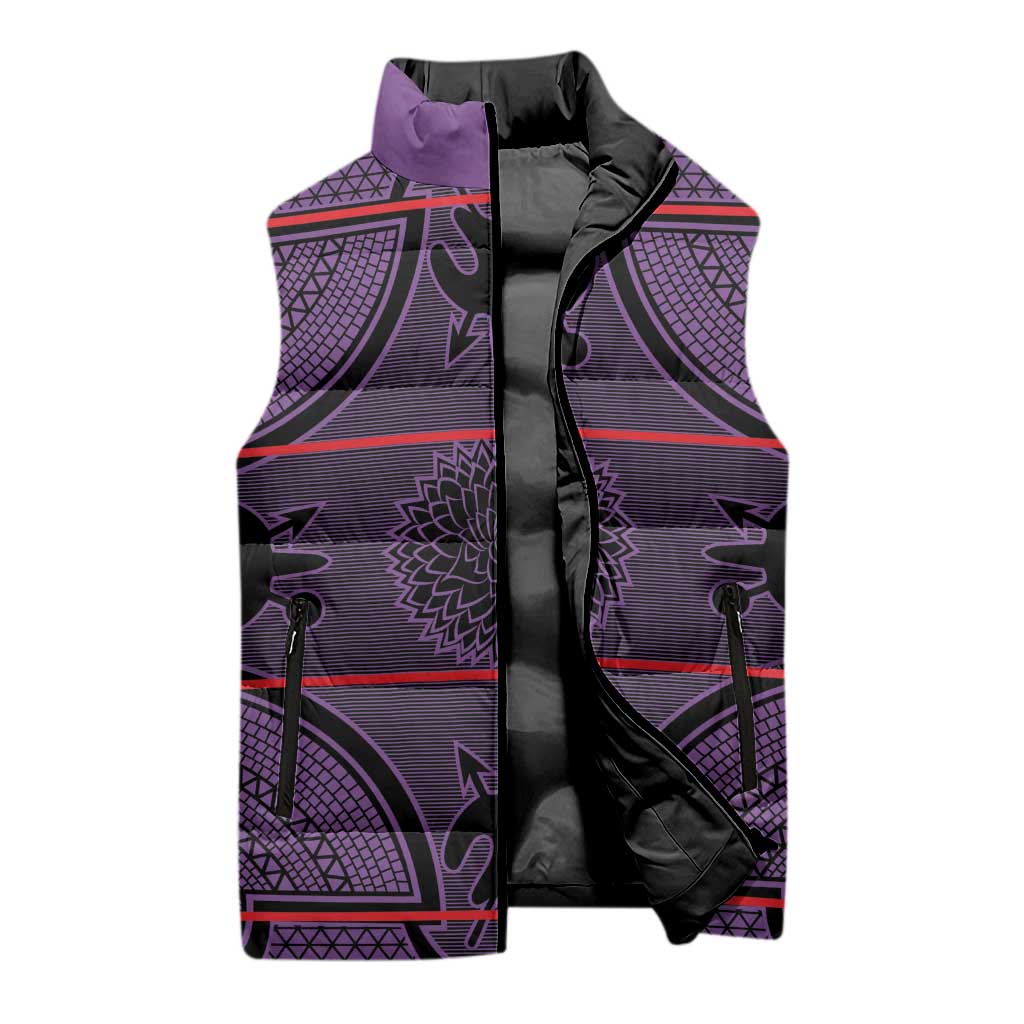 Lesotho Seanamarena Sleeveless Puffer Jacket Basotho Traditional Blanket Style - Violet - Wonder Print Shop