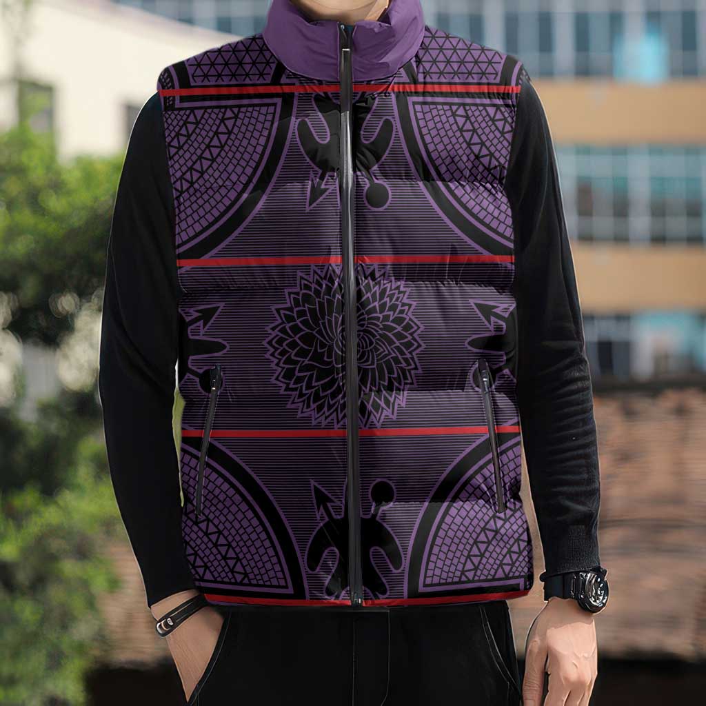 Lesotho Seanamarena Sleeveless Puffer Jacket Basotho Traditional Blanket Style - Violet - Wonder Print Shop