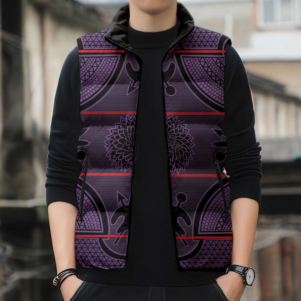 Lesotho Seanamarena Sleeveless Puffer Jacket Basotho Traditional Blanket Style - Violet - Wonder Print Shop