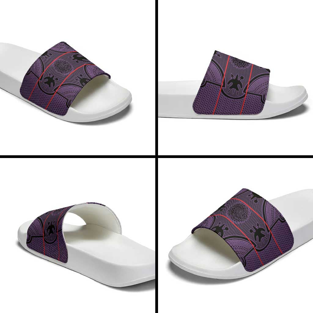 Lesotho Seanamarena Slide Sandals Basotho Traditional Blanket Style - Violet - Wonder Print Shop