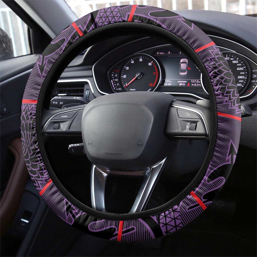 Lesotho Seanamarena Steering Wheel Cover Basotho Traditional Blanket Style - Violet - Wonder Print Shop
