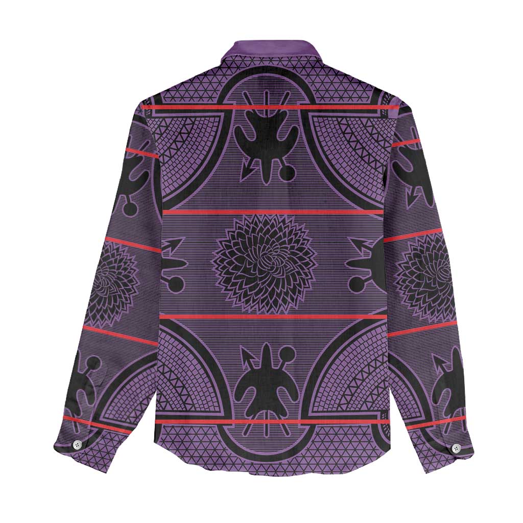 Lesotho Seanamarena Women Casual Shirt Basotho Traditional Blanket Style - Violet - Wonder Print Shop