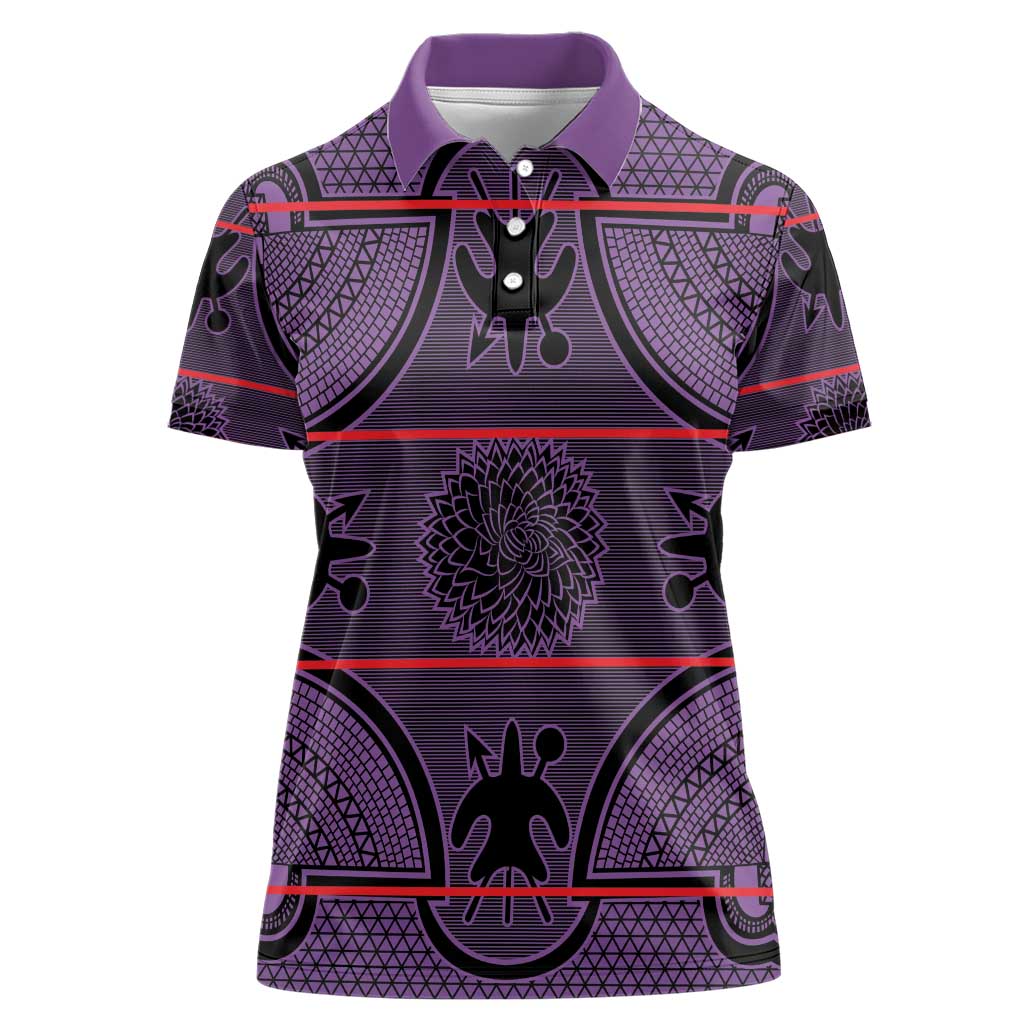 Lesotho Seanamarena Women Polo Shirt Basotho Traditional Blanket Style - Violet - Wonder Print Shop