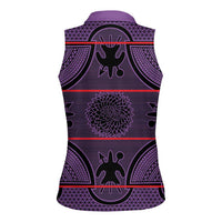 Lesotho Seanamarena Women Sleeveless Polo Shirt Basotho Traditional Blanket Style - Violet - Wonder Print Shop