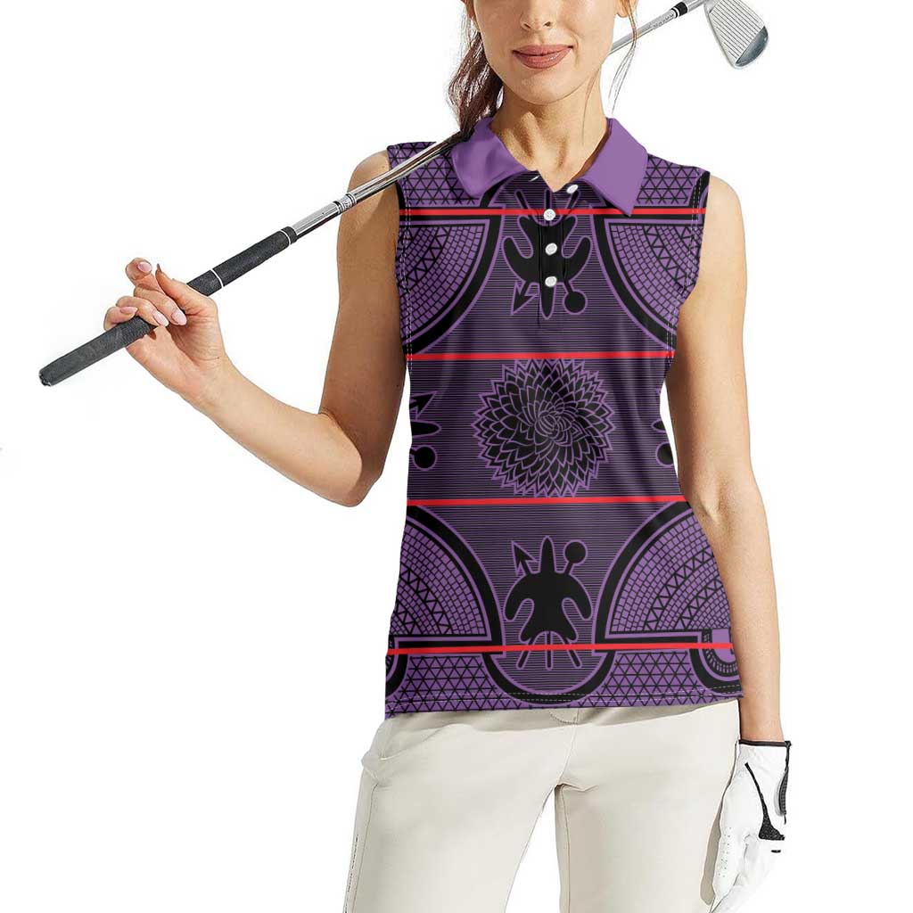 Lesotho Seanamarena Women Sleeveless Polo Shirt Basotho Traditional Blanket Style - Violet - Wonder Print Shop