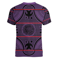 Lesotho Seanamarena Women V-Neck T-Shirt Basotho Traditional Blanket Style - Violet - Wonder Print Shop