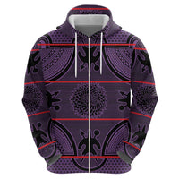 Lesotho Seanamarena Zip Hoodie Basotho Traditional Blanket Style - Violet - Wonder Print Shop