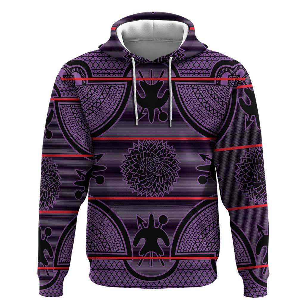 Lesotho Seanamarena Zip Hoodie Basotho Traditional Blanket Style - Violet - Wonder Print Shop