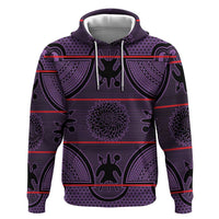 Lesotho Seanamarena Zip Hoodie Basotho Traditional Blanket Style - Violet - Wonder Print Shop