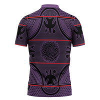 Lesotho Seanamarena Zipper Polo Shirt Basotho Traditional Blanket Style - Violet - Wonder Print Shop