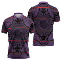 Lesotho Seanamarena Zipper Polo Shirt Basotho Traditional Blanket Style - Violet - Wonder Print Shop