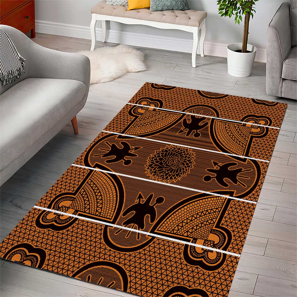 Lesotho Seanamarena Area Rug Basotho Traditional Blanket Style - Orange - Wonder Print Shop