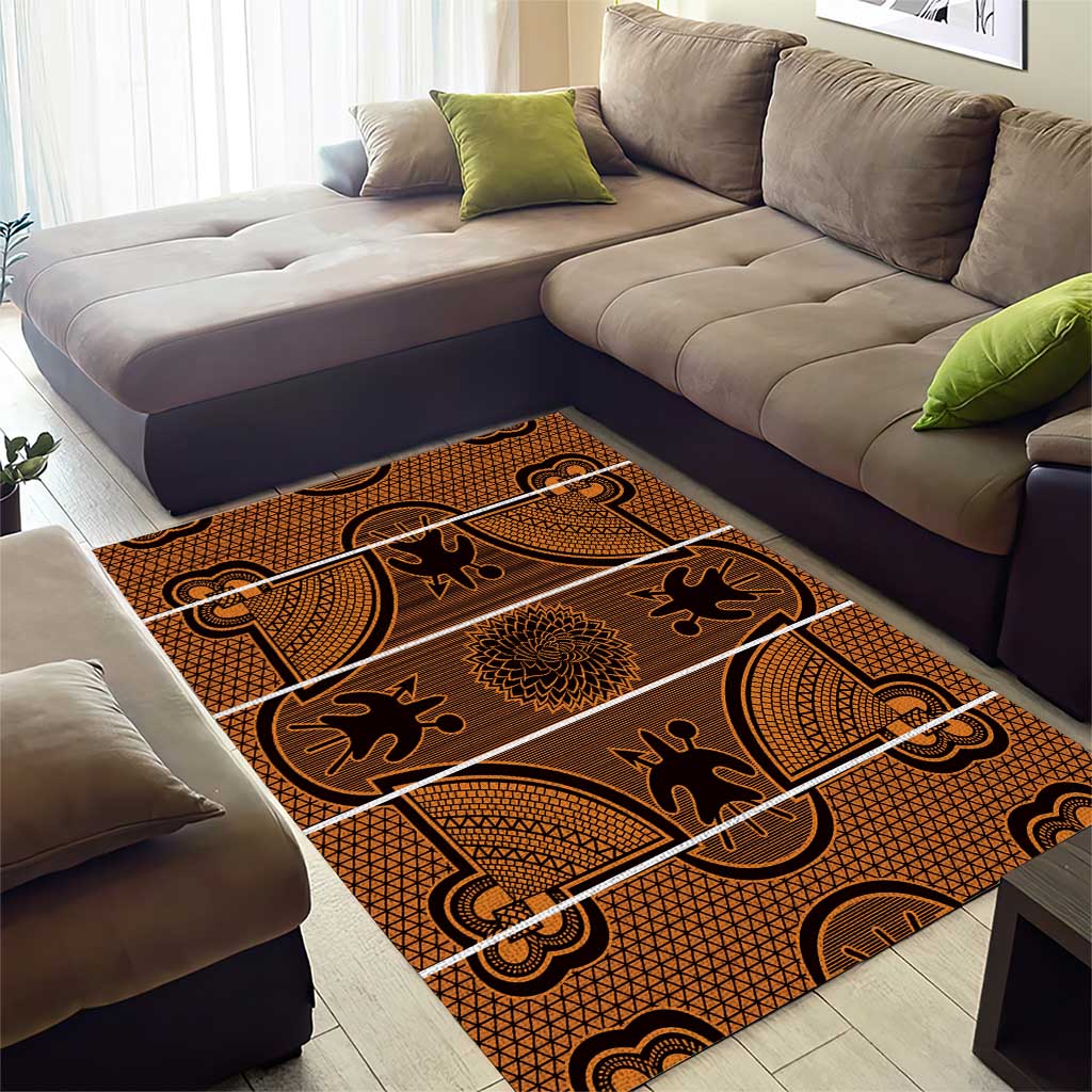 Lesotho Seanamarena Area Rug Basotho Traditional Blanket Style - Orange - Wonder Print Shop