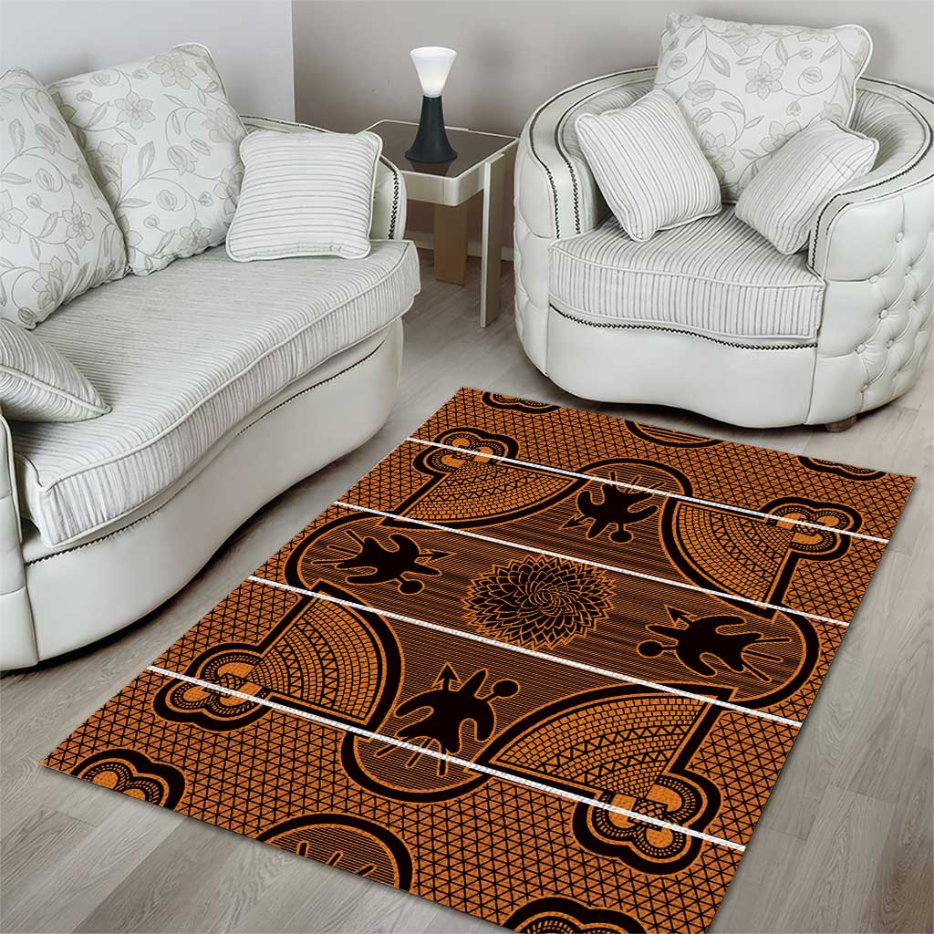 Lesotho Seanamarena Area Rug Basotho Traditional Blanket Style - Orange - Wonder Print Shop