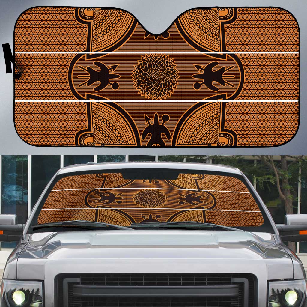 Lesotho Seanamarena Auto Sun Shade Basotho Traditional Blanket Style - Orange - Wonder Print Shop