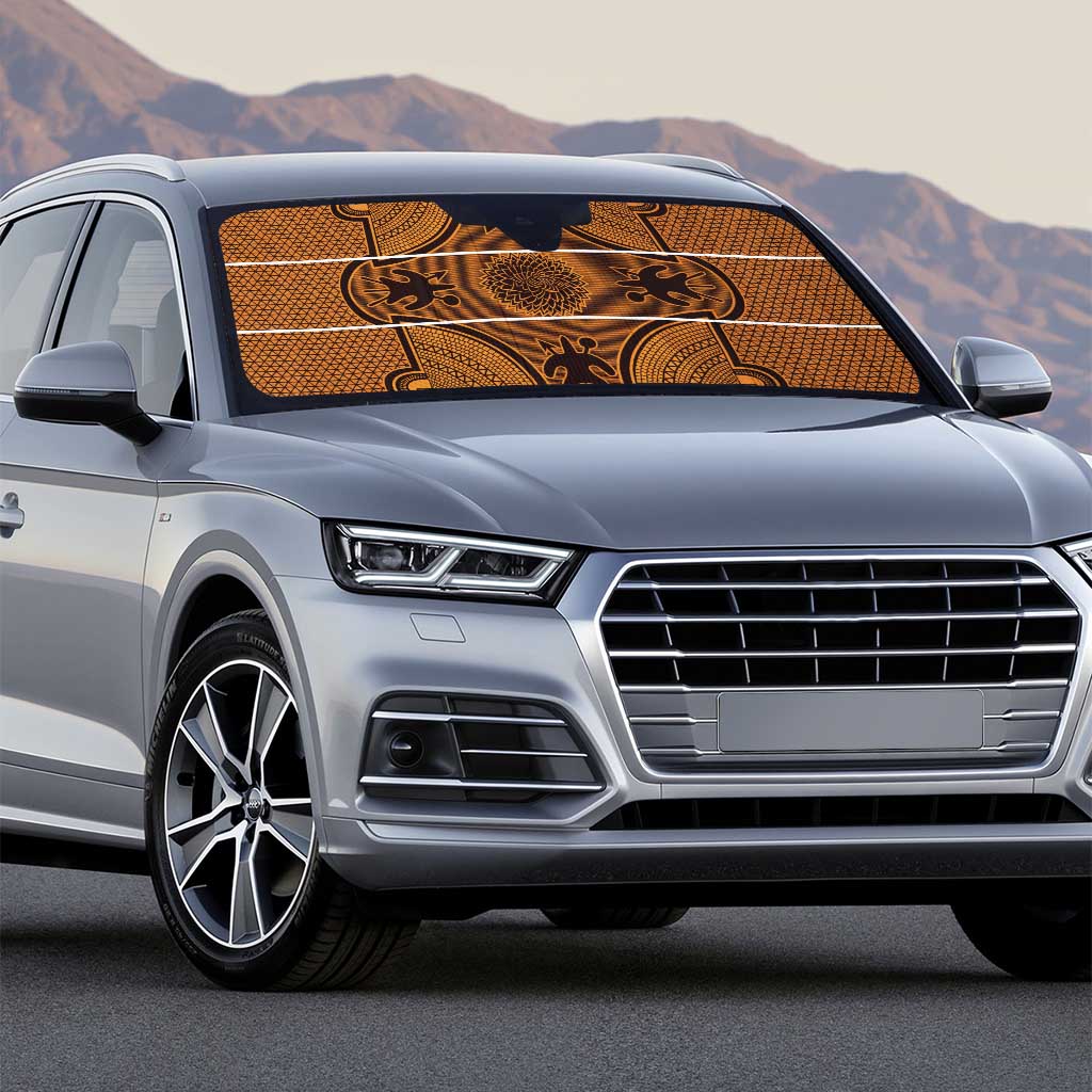 Lesotho Seanamarena Auto Sun Shade Basotho Traditional Blanket Style - Orange - Wonder Print Shop