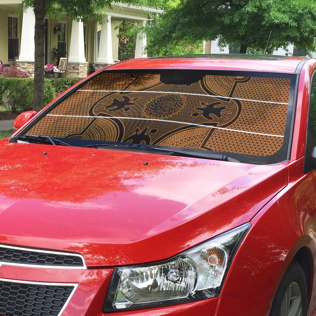 Lesotho Seanamarena Auto Sun Shade Basotho Traditional Blanket Style - Orange - Wonder Print Shop