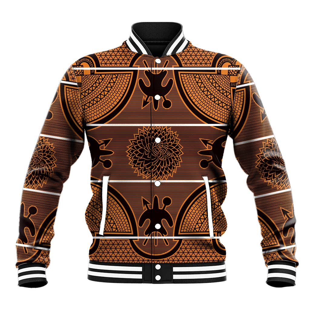 Lesotho Seanamarena Baseball Jacket Basotho Traditional Blanket Style - Orange - Wonder Print Shop