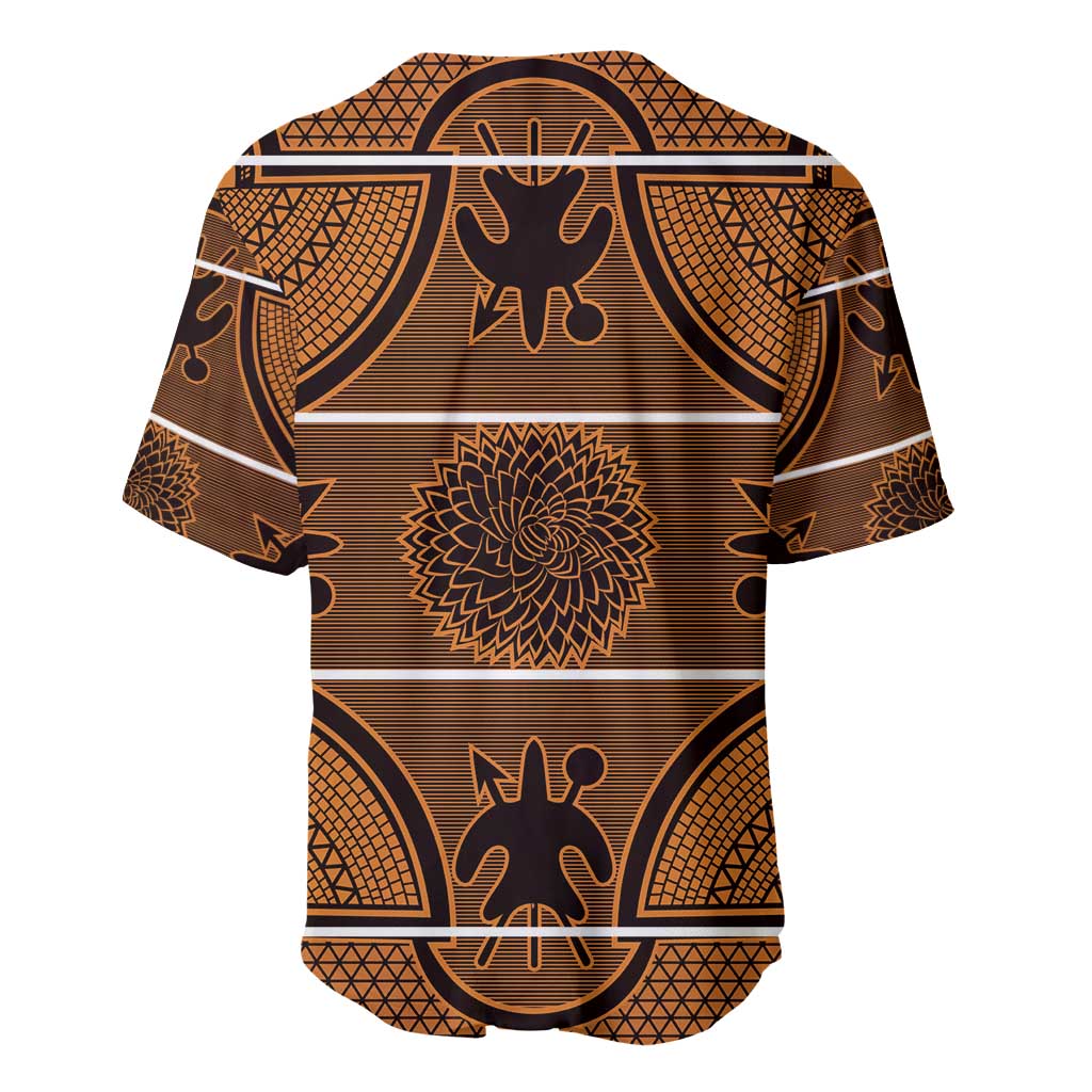Lesotho Seanamarena Baseball Jersey Basotho Traditional Blanket Style - Orange - Wonder Print Shop