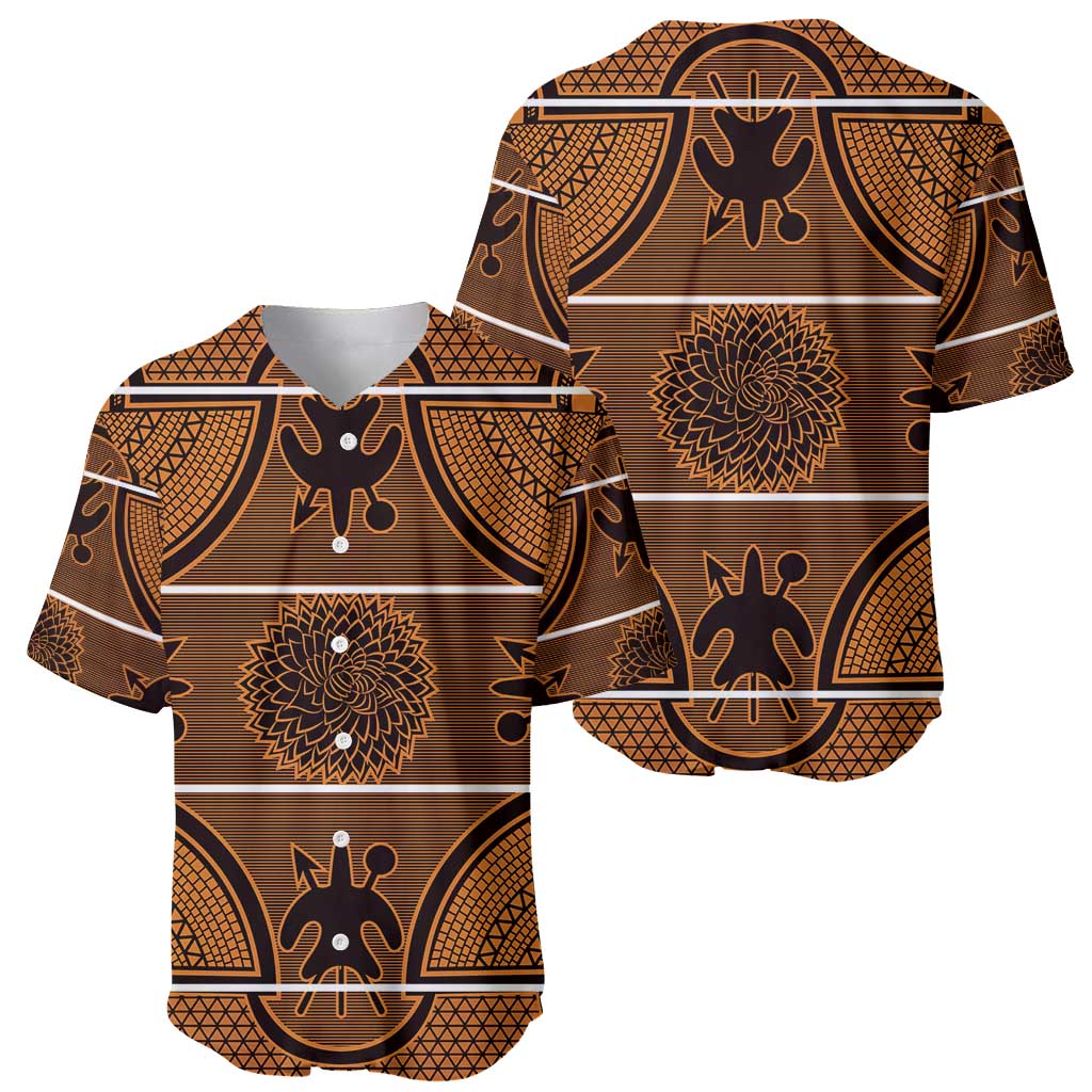 Lesotho Seanamarena Baseball Jersey Basotho Traditional Blanket Style - Orange - Wonder Print Shop