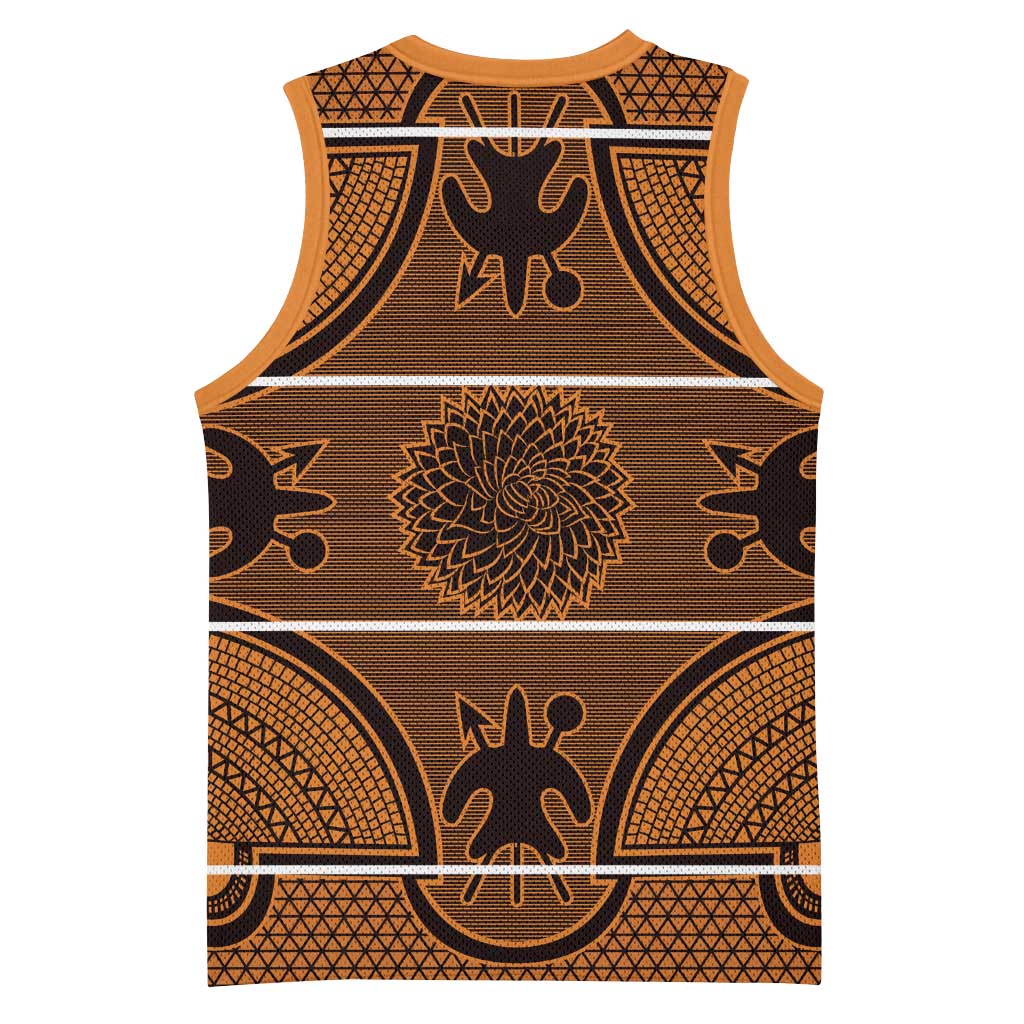Lesotho Seanamarena Basketball Jersey Basotho Traditional Blanket Style - Orange - Wonder Print Shop