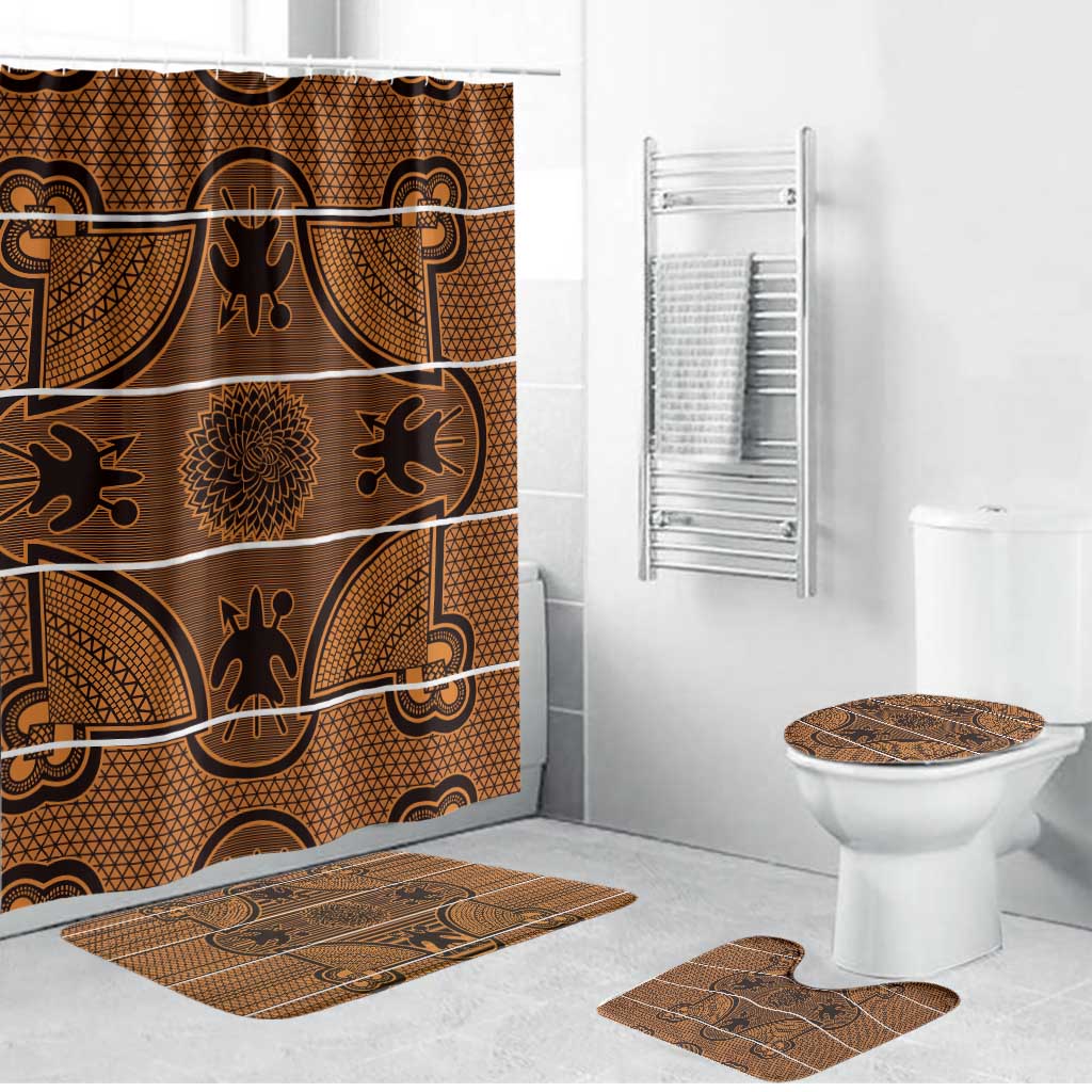 Lesotho Seanamarena Bathroom Set Basotho Traditional Blanket Style - Orange - Wonder Print Shop