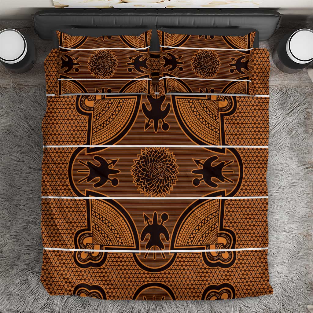 Lesotho Seanamarena Bedding Set Basotho Traditional Blanket Style - Orange - Wonder Print Shop
