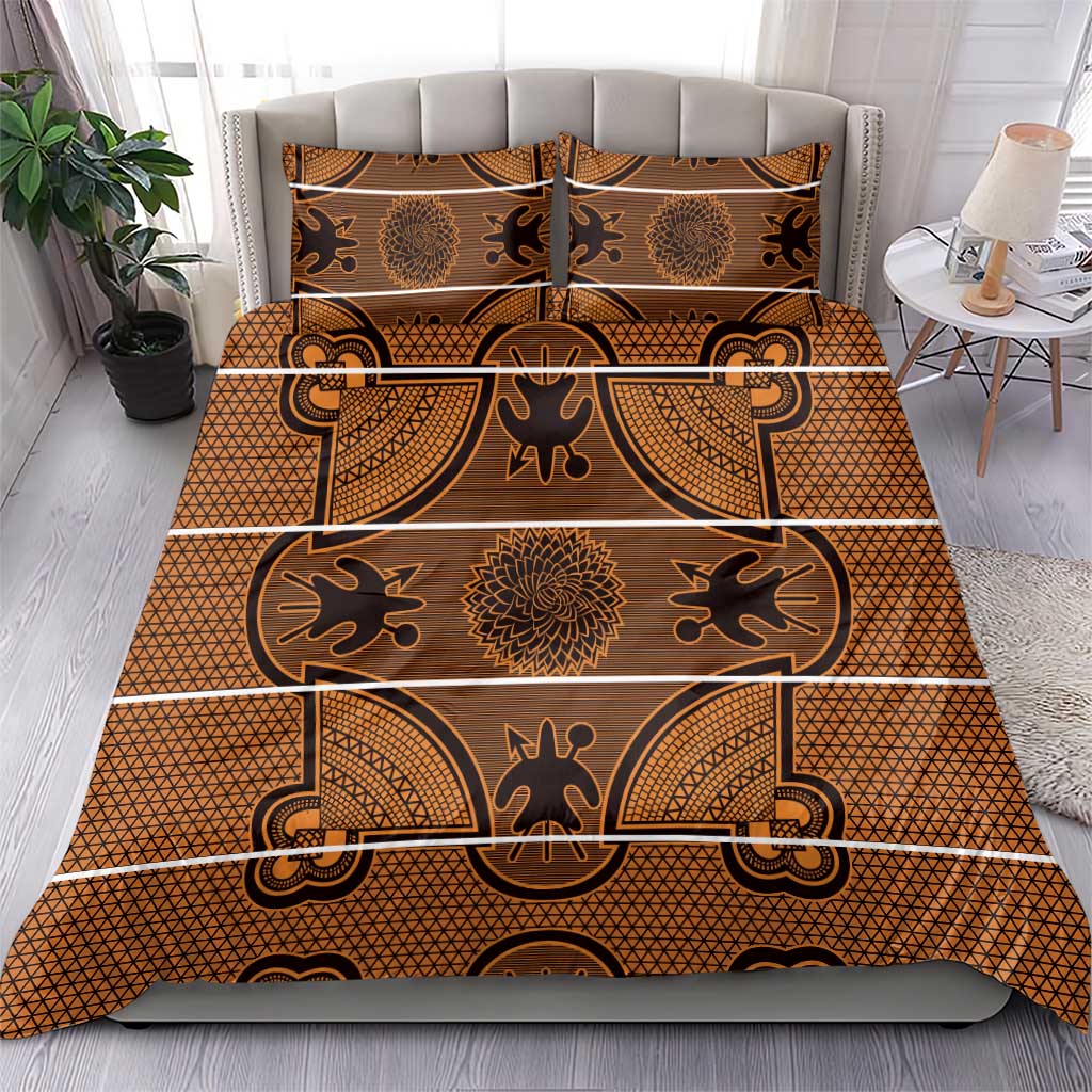 Lesotho Seanamarena Bedding Set Basotho Traditional Blanket Style - Orange - Wonder Print Shop