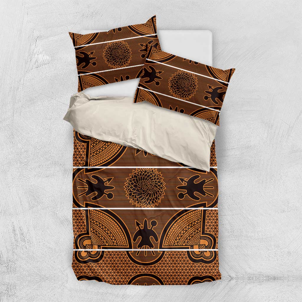 Lesotho Seanamarena Bedding Set Basotho Traditional Blanket Style - Orange - Wonder Print Shop