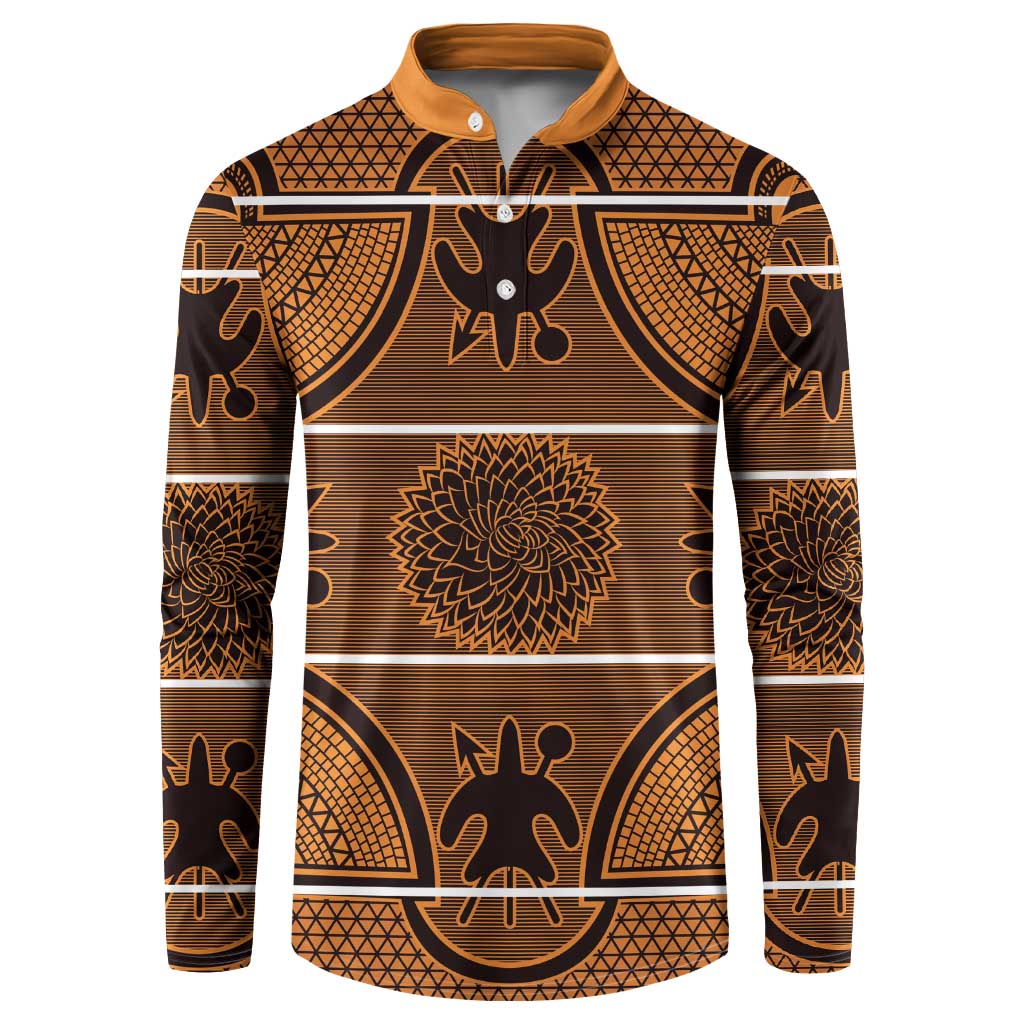 Lesotho Seanamarena Button Sweatshirt Basotho Traditional Blanket Style - Orange - Wonder Print Shop