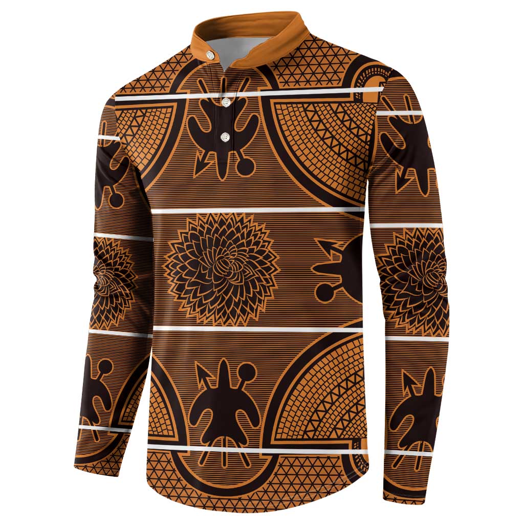 Lesotho Seanamarena Button Sweatshirt Basotho Traditional Blanket Style - Orange - Wonder Print Shop