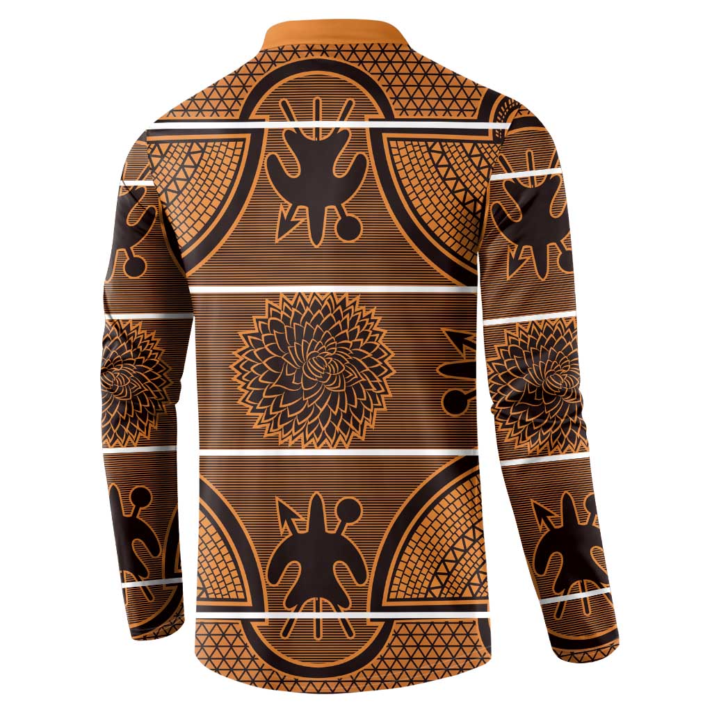 Lesotho Seanamarena Button Sweatshirt Basotho Traditional Blanket Style - Orange - Wonder Print Shop