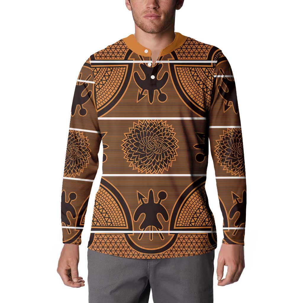Lesotho Seanamarena Button Sweatshirt Basotho Traditional Blanket Style - Orange - Wonder Print Shop