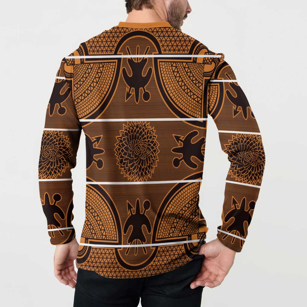 Lesotho Seanamarena Button Sweatshirt Basotho Traditional Blanket Style - Orange - Wonder Print Shop
