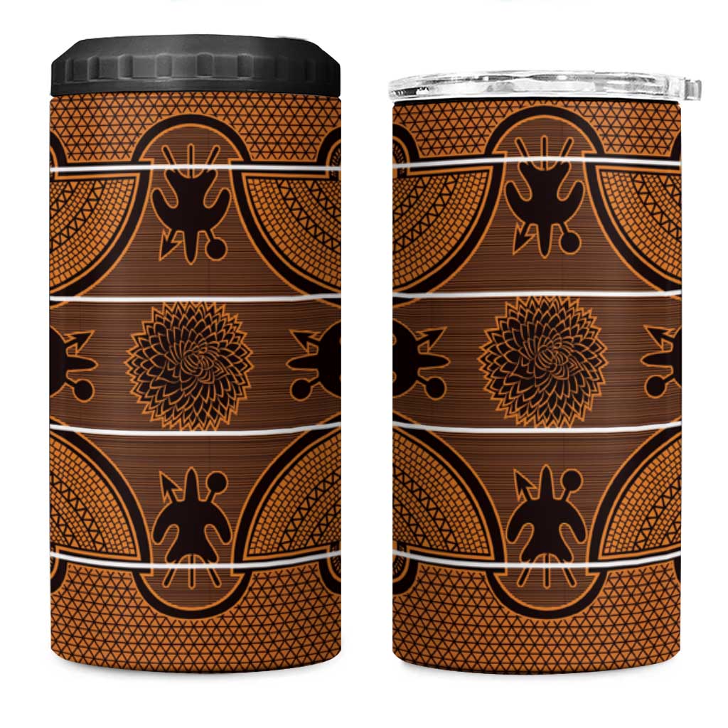 Lesotho Seanamarena 4 in 1 Can Cooler Tumbler Basotho Traditional Blanket Style - Orange - Wonder Print Shop