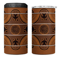 Lesotho Seanamarena 4 in 1 Can Cooler Tumbler Basotho Traditional Blanket Style - Orange - Wonder Print Shop