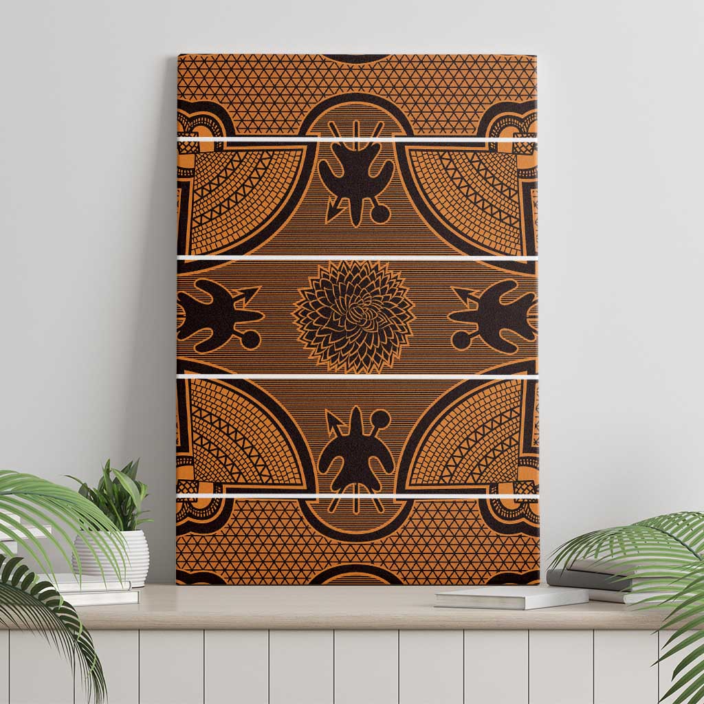 Lesotho Seanamarena Canvas Wall Art Basotho Traditional Blanket Style - Orange - Wonder Print Shop