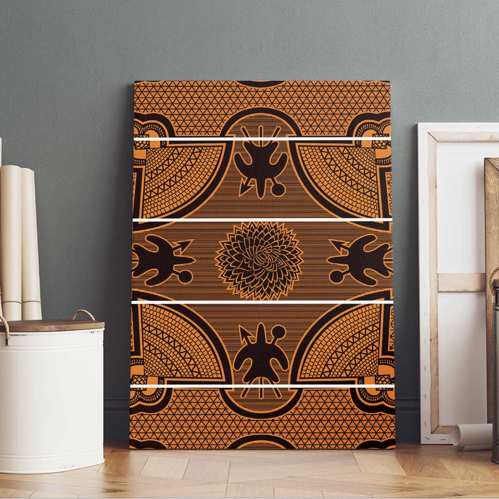 Lesotho Seanamarena Canvas Wall Art Basotho Traditional Blanket Style - Orange - Wonder Print Shop