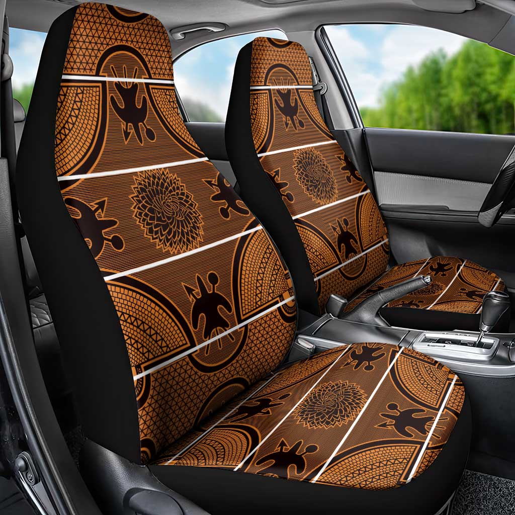 Lesotho Seanamarena Car Seat Cover Basotho Traditional Blanket Style - Orange - Wonder Print Shop