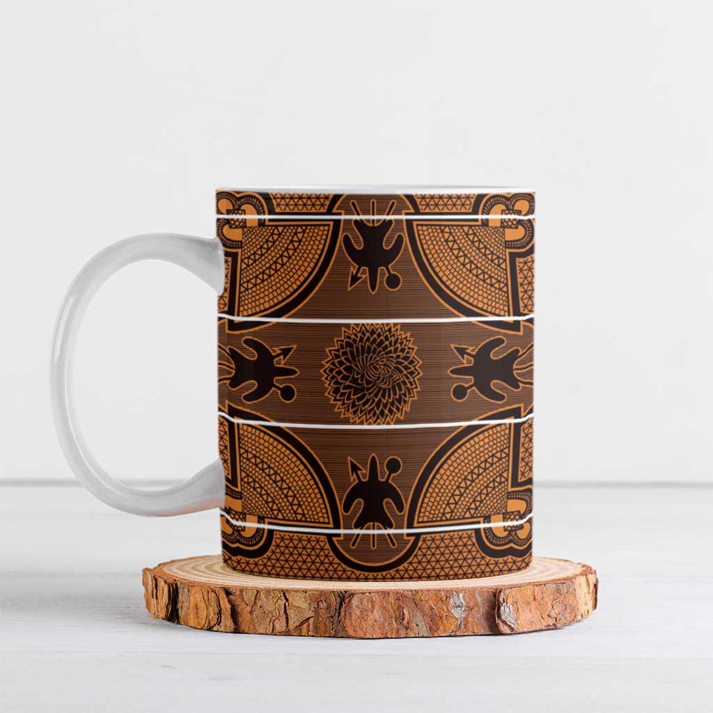 Lesotho Seanamarena Ceramic Mug Basotho Traditional Blanket Style - Orange - Wonder Print Shop
