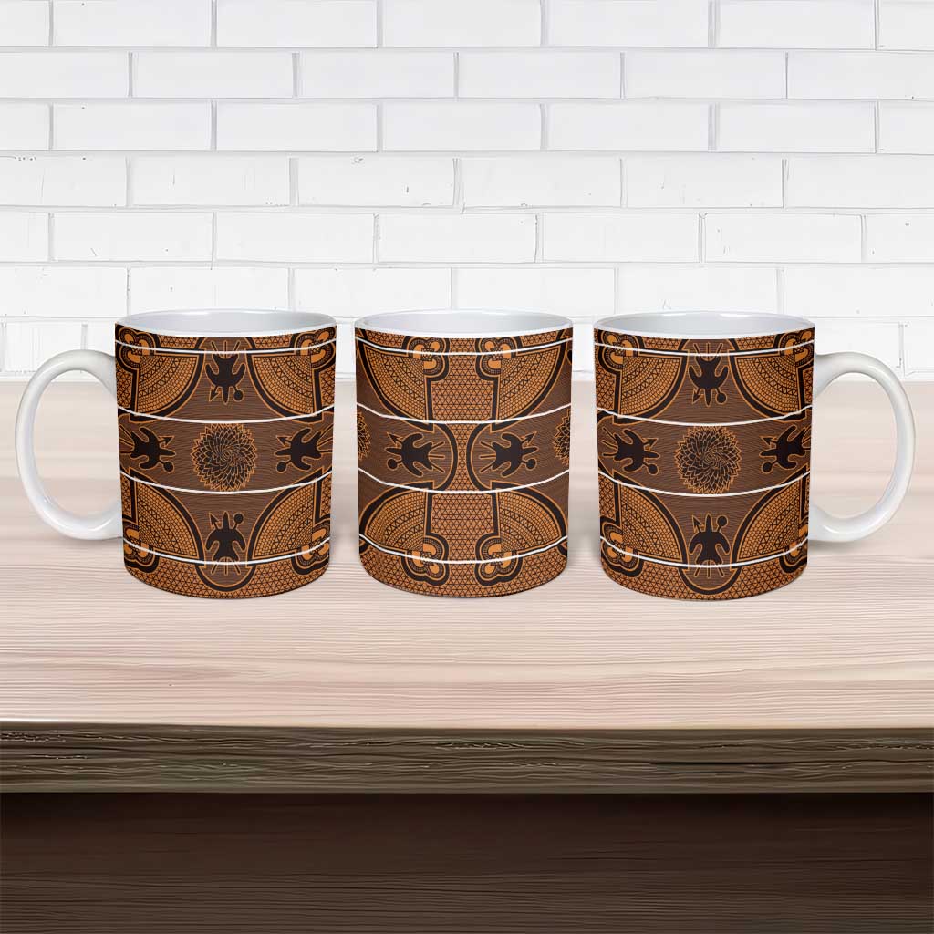 Lesotho Seanamarena Ceramic Mug Basotho Traditional Blanket Style - Orange - Wonder Print Shop