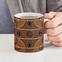 Lesotho Seanamarena Ceramic Mug Basotho Traditional Blanket Style - Orange - Wonder Print Shop