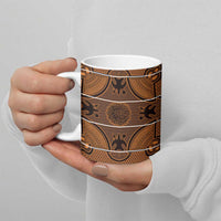 Lesotho Seanamarena Ceramic Mug Basotho Traditional Blanket Style - Orange - Wonder Print Shop