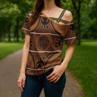 Lesotho Seanamarena Cross Shoulder Shirt Basotho Traditional Blanket Style - Orange - Wonder Print Shop