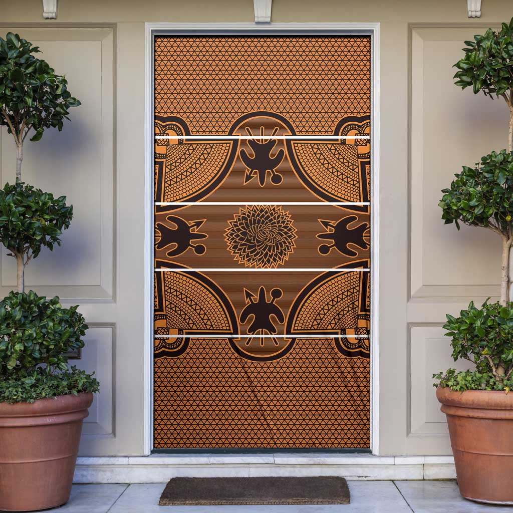 Lesotho Seanamarena Door Cover Basotho Traditional Blanket Style - Orange - Wonder Print Shop