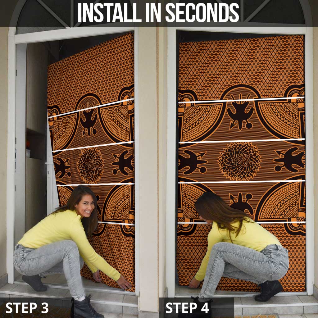 Lesotho Seanamarena Door Cover Basotho Traditional Blanket Style - Orange - Wonder Print Shop